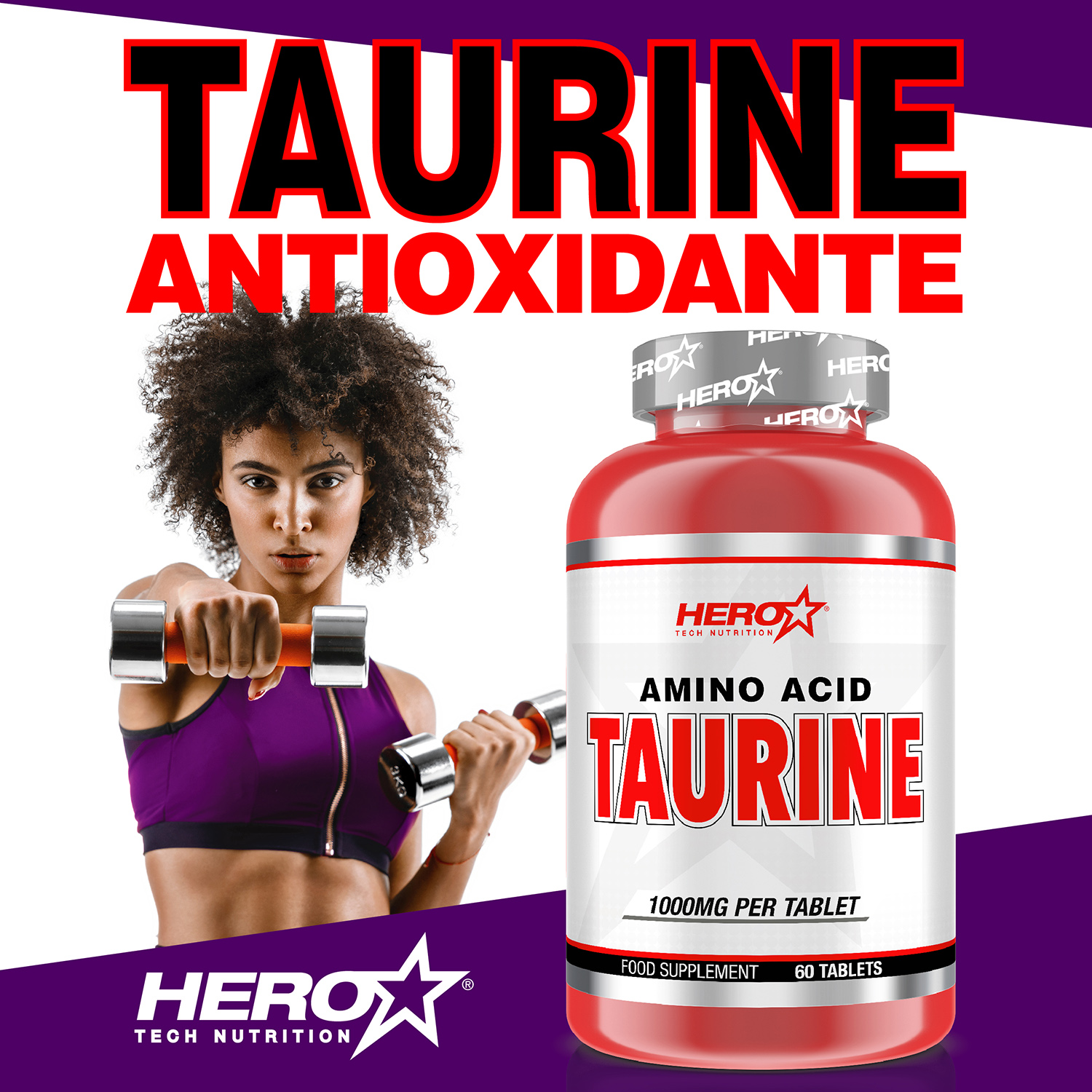 TAURINE TAURINA HERO TECH NUTRITION ANTIOXIDANTE